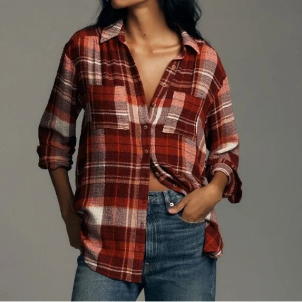 Anthropologie Pilcro Relaxed Plaid Buttondown  - XSP - Excellent Condition